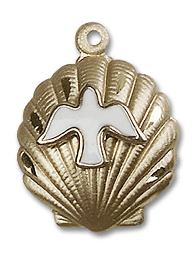 Holy Spirit on a Shell Pendant - 14kt Gold 3/4 x 5/8 1259