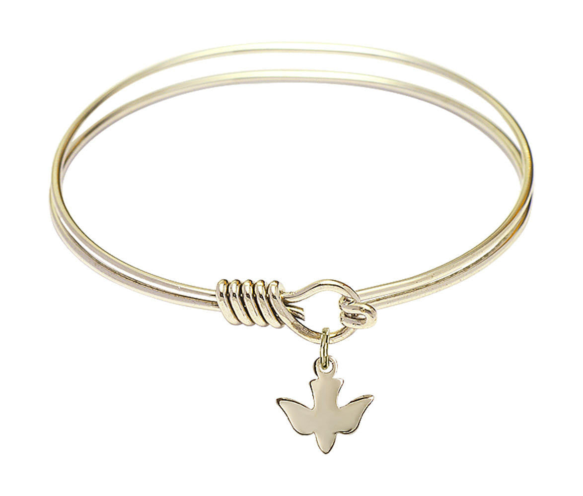 Holy Spirit Round Eye Hook Bangle Bracelet - Gold-Filled Charm - 6.25 Inch 0225GF