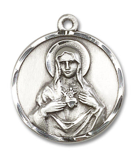 Immaculate Heart of Mary Medal - Sterling Silver 1 x 7/8 Round Pendant 0068SS