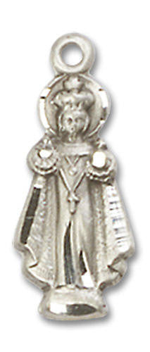 Infant of Prague Figurine Pendant - Sterling Silver 3/4 x 1/4 0823SS