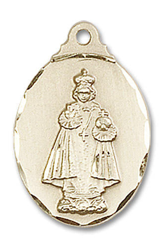 Infant of Prague Medal - 14kt Gold 7/8 x 1/2 Oval Pendant 0599I