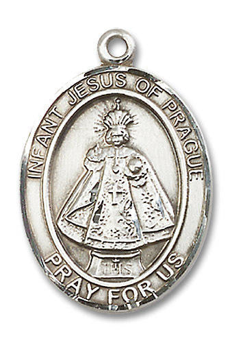 Infant of Prague Medal - Sterling Silver Oval Pendant 3 Sizes