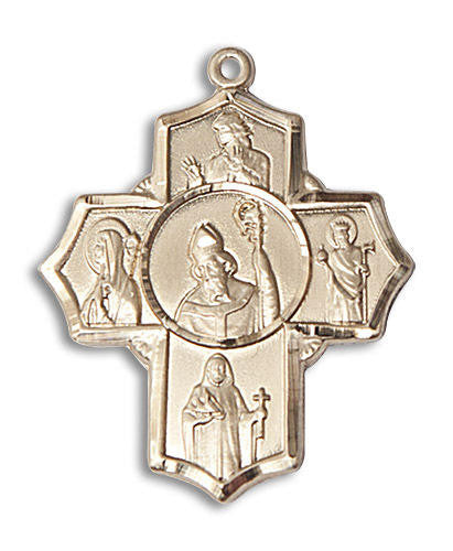 Irish Saints 5-Way Medal - 14kt Gold 1 1/4 x 1 Pendant 5718