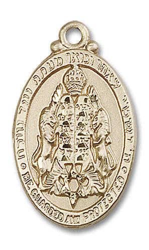 Jewish Protection Medal - 14kt Gold 1 1/8 x 5/8 Oval Pendant 4143