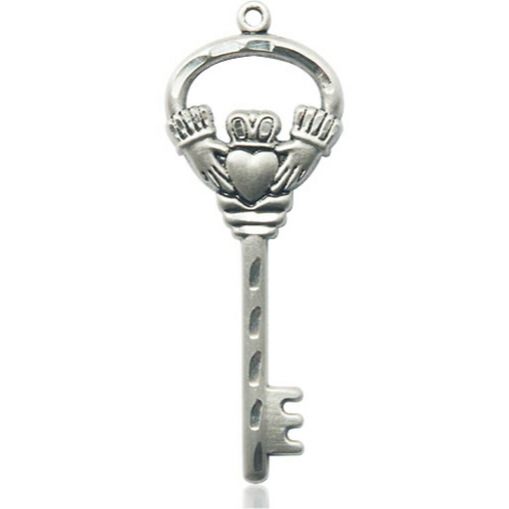 Key with Claddagh Pendant - Sterling Silver 1 1/2 x 1/2 5110SS