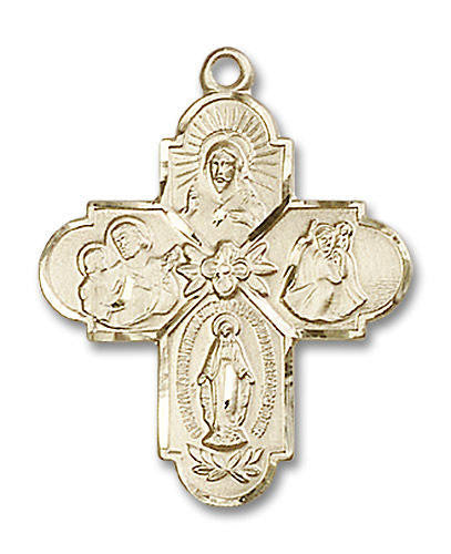 Large 4-Way Medal - 14kt Gold 1 x 7/8 Pendant 0043
