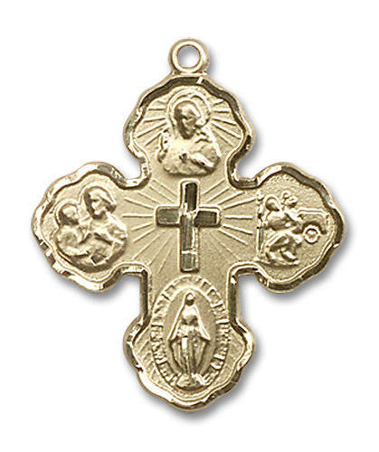 Large 5-Way Medal - 14kt Gold 1 x 3/4 Pendant 2058