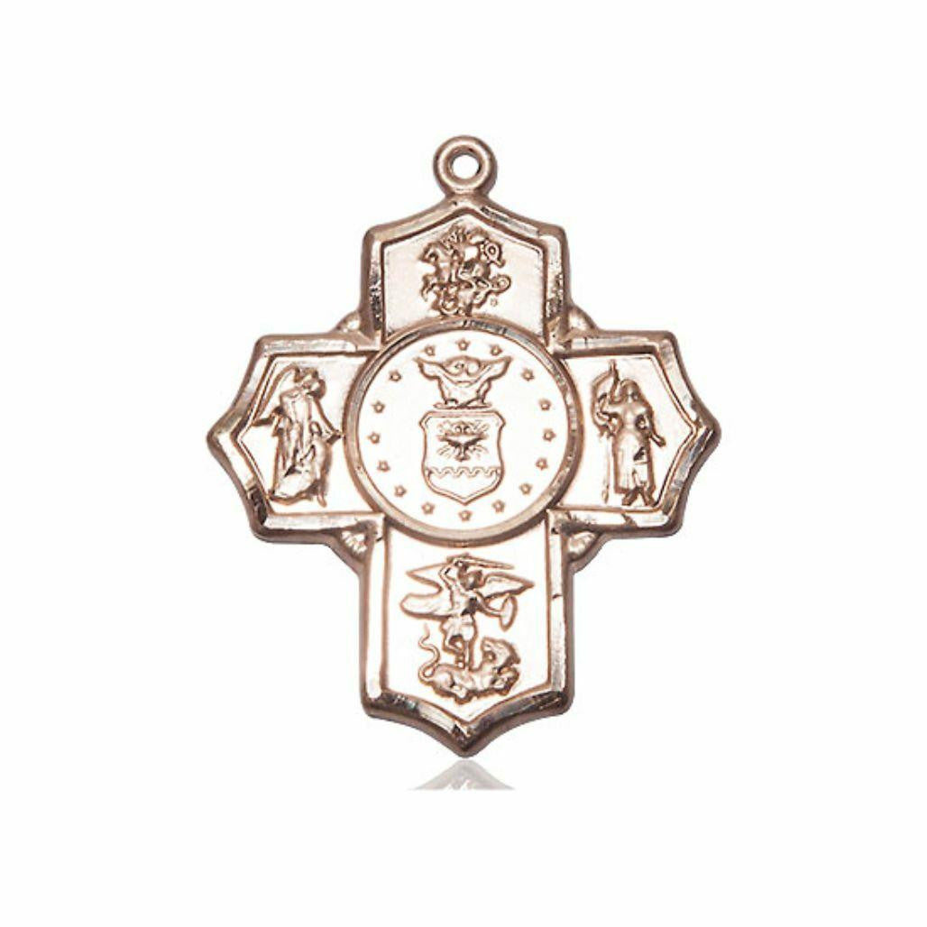Large Air Force 5-Way Medal - 14kt Gold 1 1/4 x 1 Pendant 5790