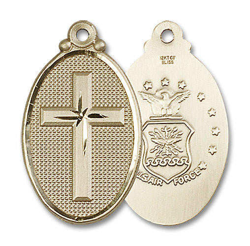 Large Air Force Cross Medal - 14kt Gold 1 1/8 x 5/8 Oval Pendant 4145Y