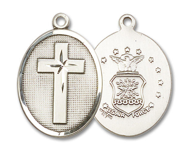 Large Air Force Cross Medal - Sterling Silver 1 1/8 x 3/4 Oval Pendant 0783SS1