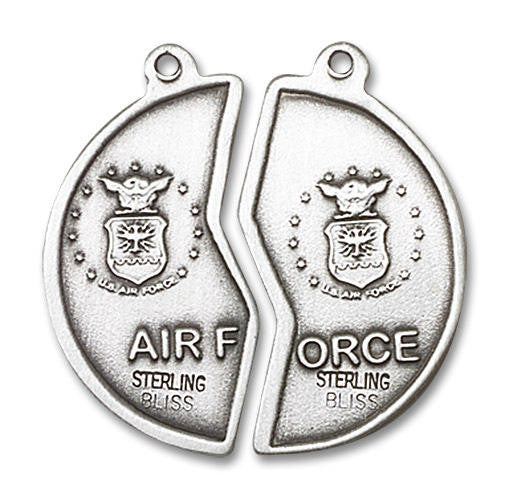 Large Air Force Mizpah Medal Necklaces - Sterling Silver Pendant On 18 and 24 Chains 2012SS1