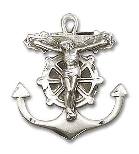 Large Anchor Crucifix Pendant - Sterling Silver 1 x 7/8 5685SS