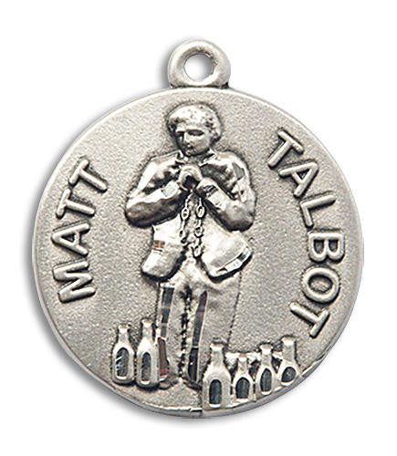 Large Blessed Matt Talbot Medal - Sterling Silver 1 x 7/8 Round Pendant 0831SS