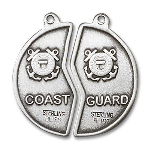 Large Coast Guard Mizpah Medal Necklaces - Sterling Silver Pendant On 18 and 24 Chains 2012SS3