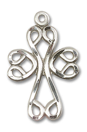 Large Cut Out Scroll Cross Pendant - Sterling Silver 1 x 5/8 5998SS