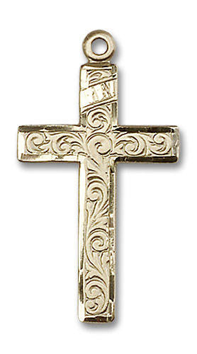 Large Embellished Cross Pendant - 14kt Gold 1 1/4 x 5/8 0652Y