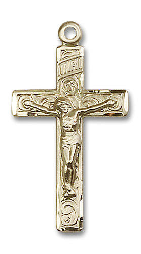 Large Embellished Crucifix Pendant - 14kt Gold 1 1/4 x 3/4 0652