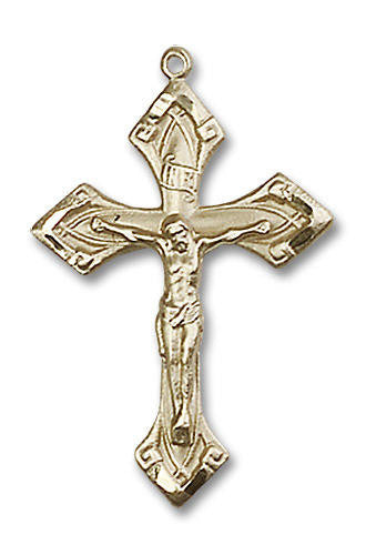 Large Embellished Crucifix Pendant - 14kt Gold 1 1/8 x 3/4 0663