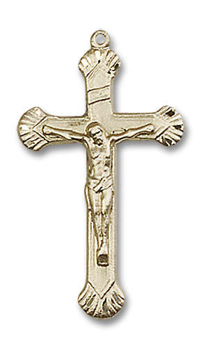 Large Embellished Crucifix Pendant - 14kt Gold 1 1/8 x 5/8 0664
