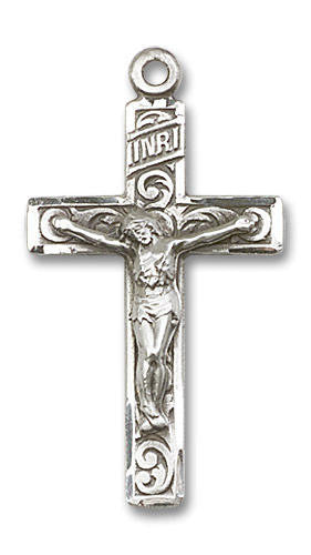 Large Embellished Crucifix Pendant - Sterling Silver 1 1/4 x 3/4 0652SS