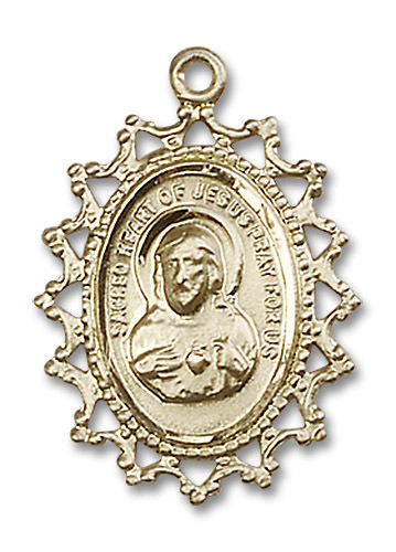 Large Filligree Scapular Medal - 14kt Gold 1 x 3/4 Pendant 1619S
