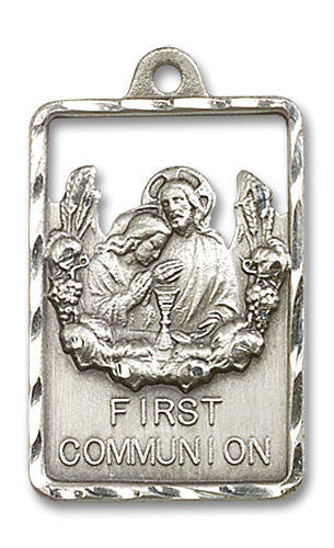 Large First Communion and Reconciliation Medal - Sterling Silver 1 1/8 x 3/4 Pendant 4201SS