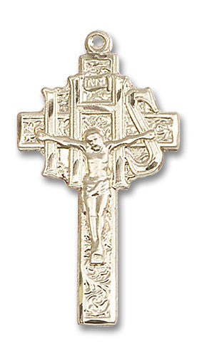 Large IHS Crucifix Pendant - 14kt Gold 1 1/4 x 5/8 0099