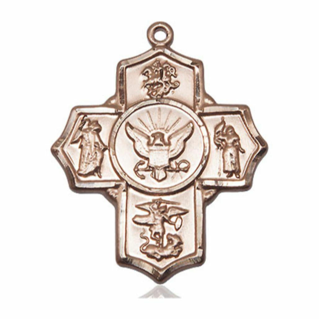 Large Navy 5-Way Medal - 14kt Gold 1 1/4 x 1 Pendant 5790