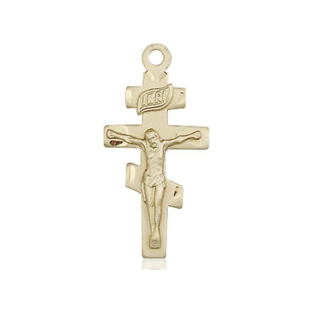 Large Orthodox Crucifix Pendant - 14kt Gold 1 x 1/2 5424