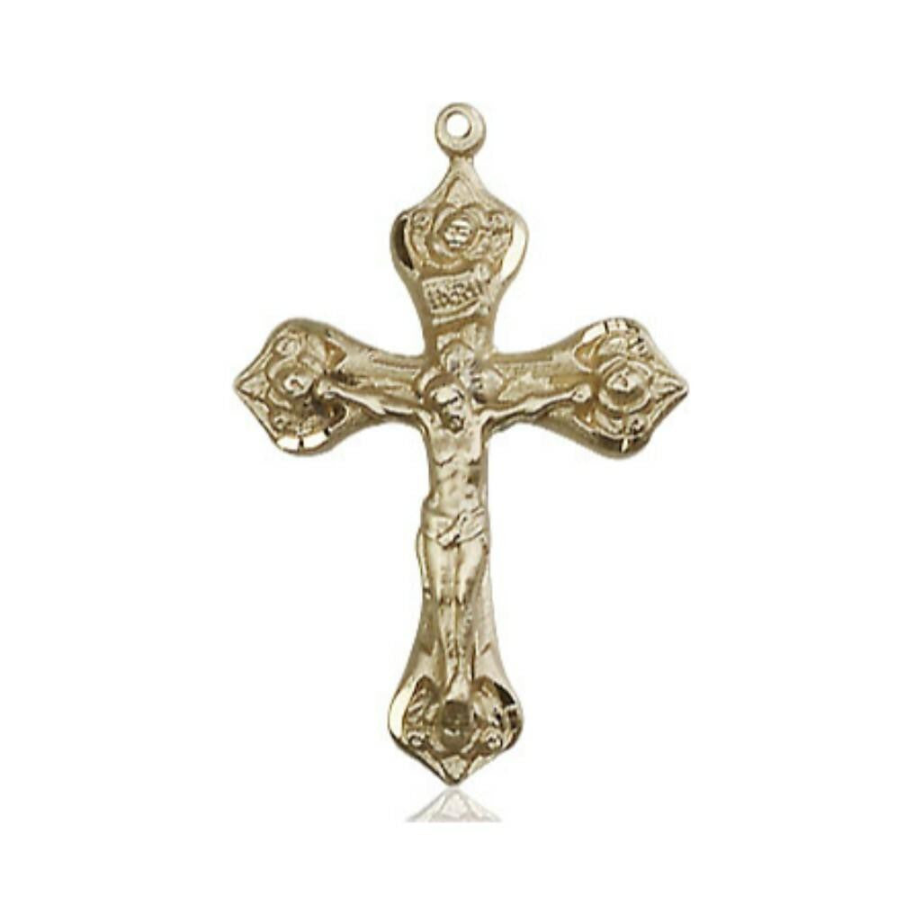 Large Rose Crucifix Pendant - 14kt Gold 1 x 5/8 0662