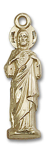Large Sacred Heart Pendant - 14kt Gold 1 x 1/4 5935