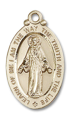 Large Scapular Medal - 14kt Gold 1 1/8 x 5/8 Oval Pendant 4145S