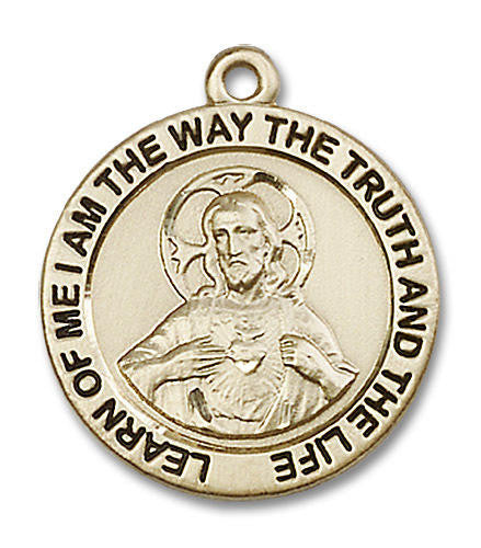 Large Scapular Medal - 14kt Gold 1 x 7/8 Round Pendant 4083