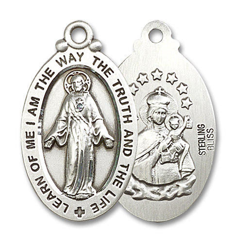 Large Scapular Medal - Sterling Silver 1 1/8 x 5/8 Oval Pendant 4145SSS