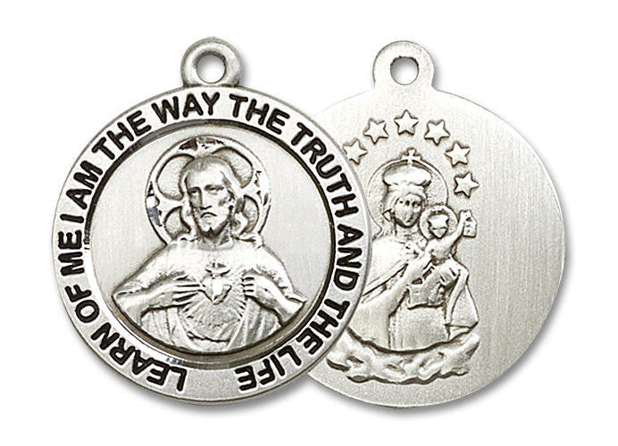 Large Scapular Medal - Sterling Silver 3/4 x 1/2 Round Pendant 4083SS