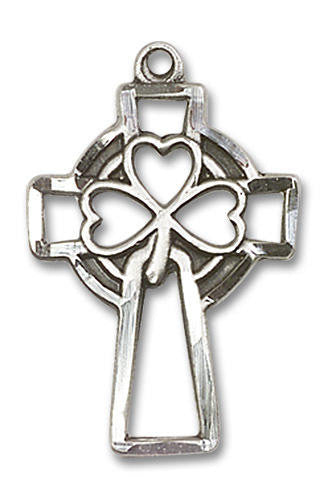 Large Shamrock Cross Pendant - Sterling Silver 1 x 5/8 5999SS