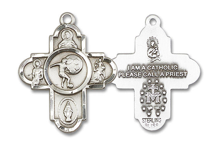 Large Soccer 5-Way Medal - Sterling Silver 1 1/8 x 1 5/8 Pendant 5743SS