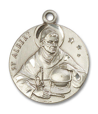 Large St. Albert Medal - Sterling Silver 1" x 7/8" Round Pendant (0832SS)