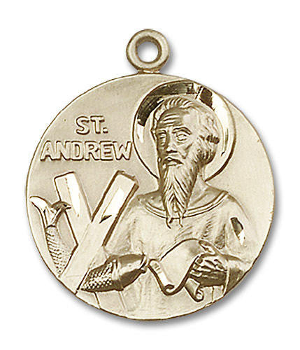 Large St Andrew Medal - 14kt Gold 1 x 7/8 Round Pendant 1552