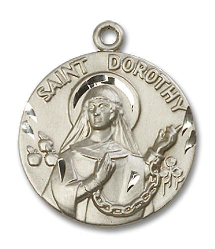 Large St Dorothy Medal - Sterling Silver 1 x 7/8 Round Pendant 0838SS