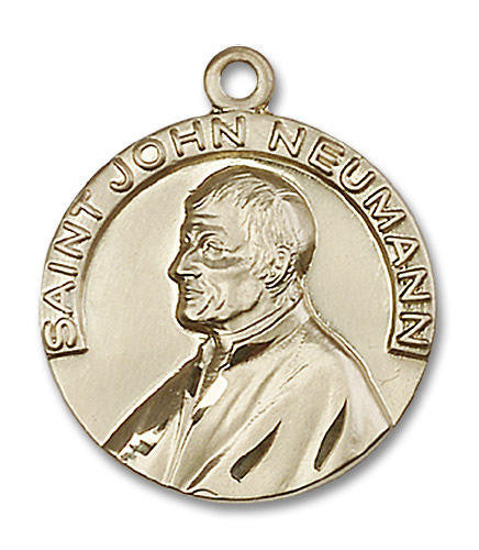 Large St John Neumann Medal - 14kt Gold 1 x 7/8 Round Pendant 4230
