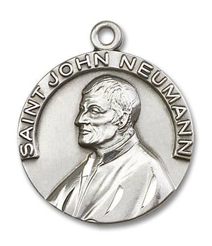 Large St John Neumann Medal - Sterling Silver 1 x 7/8 Round Pendant 4230SS