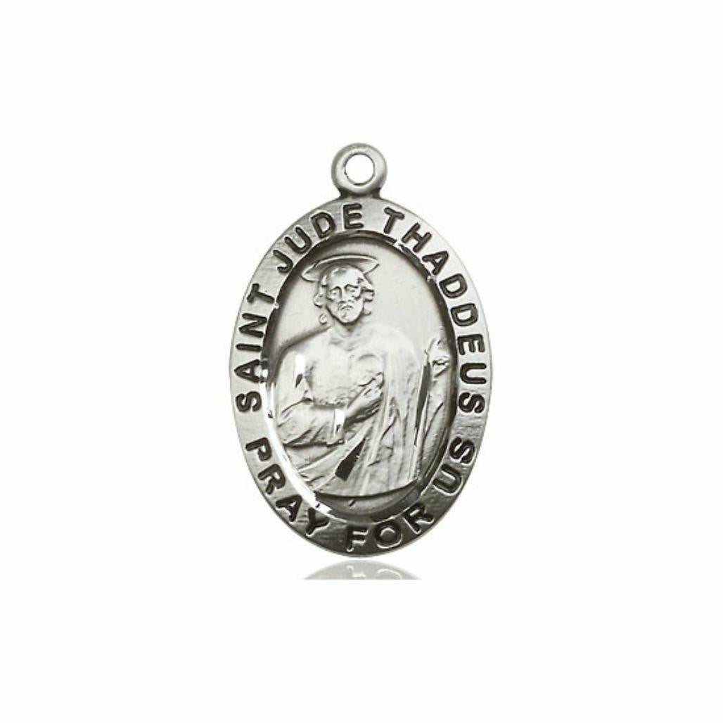 Large St Jude Medal - Sterling Silver 1 x 5/8 Oval Pendant 4023SS