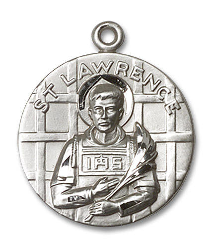 Large St Lawrence Medal - Sterling Silver 1 x 7/8 Round Pendant 0850SS