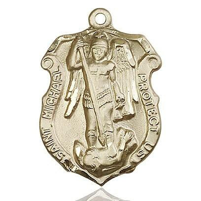 Large St Michael Air Force Shield Medal - 14kt Gold 1 1/4 x 3/4 Pendant 5448