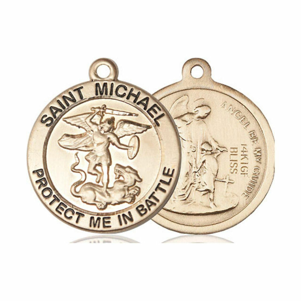 Large St Michael Navy Medal - 14kt Gold 1 x 7/8 Round Pendant 1170
