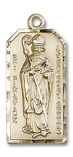 Large St Patrick Apostle of Ireland Medal - 14kt Gold 1 x 3/8 Pendant 5914