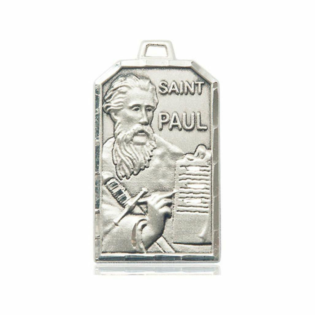 Large St Paul Medal - Sterling Silver 1 1/4 x 3/4 Rectangular Pendant 5730SS