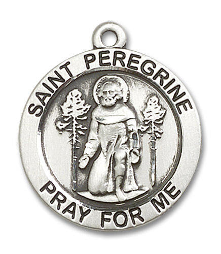 Large St Peregrine Medal - Sterling Silver 1 x 7/8 Round Pendant 4081SS