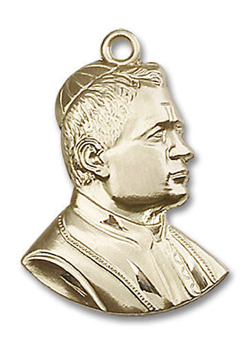 Large St Pius X Pendant - 14kt Gold 1 x 3/4 0897